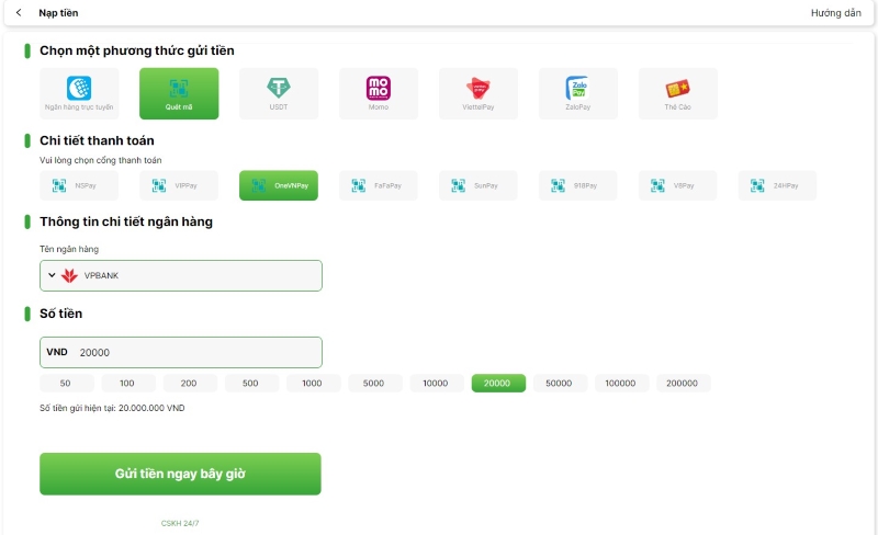 Các bước thực hiện nạp tiền OK9 dễ hiểu